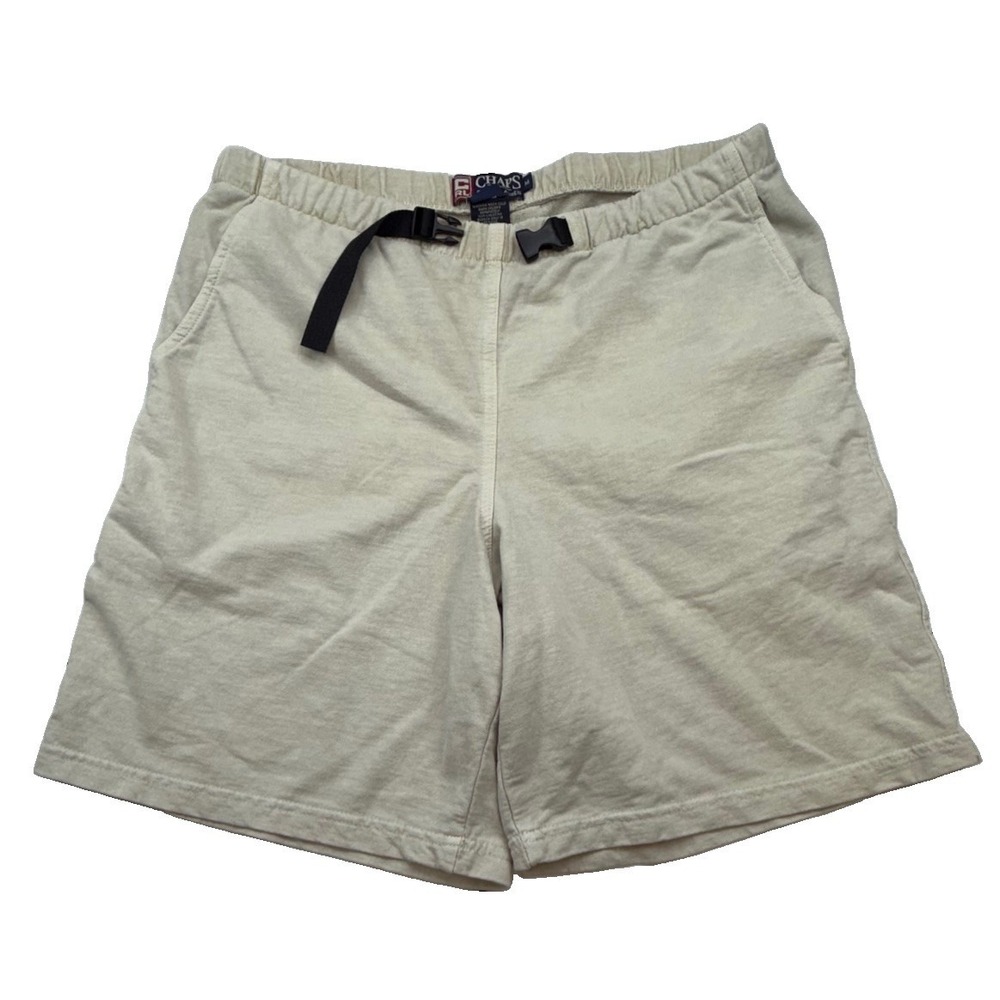 Vintage Chaps Ralph Lauren Men's M Belted Knit Shorts Fleece Stretch Sweat - Picture 1 of 7
